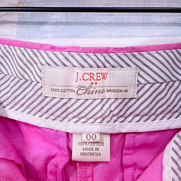 J CREW Broken In Chino Shorts Pink Mid Rise Cotton Casual Womens 00 - Picture 4 of 4